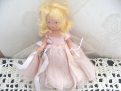 5.5'' 1950s HARD PLASTIC NANCY ANN STORYBOOK BLONDE DOLL  PINK BRIDESMAID DRESS
